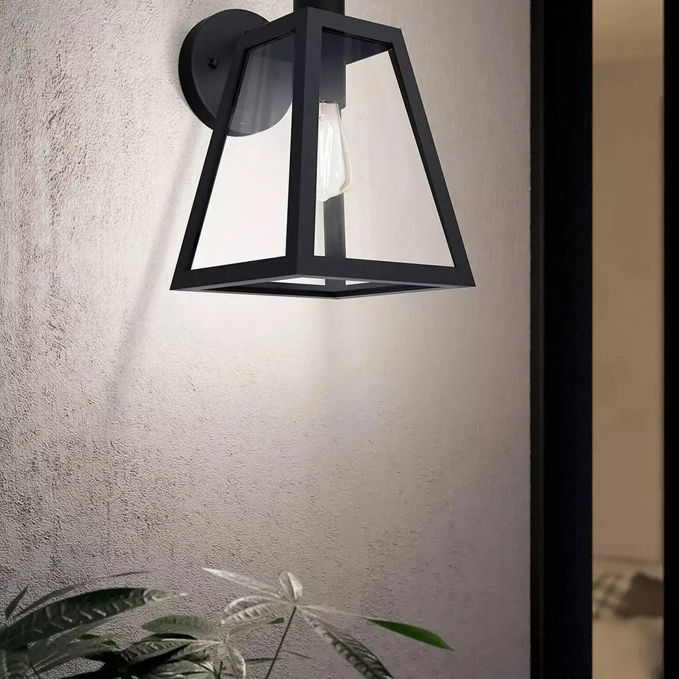 BOXED MIRANDOLA 1-LIGHT CAGED EXTERIOR WALL LIGHT WITH GLASS PANELS