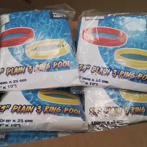 BOX CONTAINING APPROXIMATELY 12 BRAND NEW 59" PLAIN 3 RING PADDLING POOLS (COLOURS VARY)