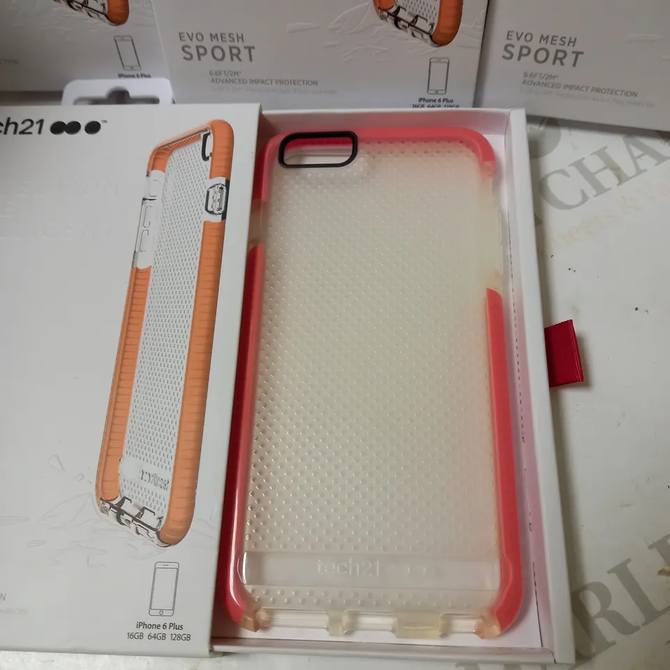 BOX OF APPROX 80 TECH21 PROTECTIVE PHONE CASES IPHONE 6 PLUS - CLEAR/PINK