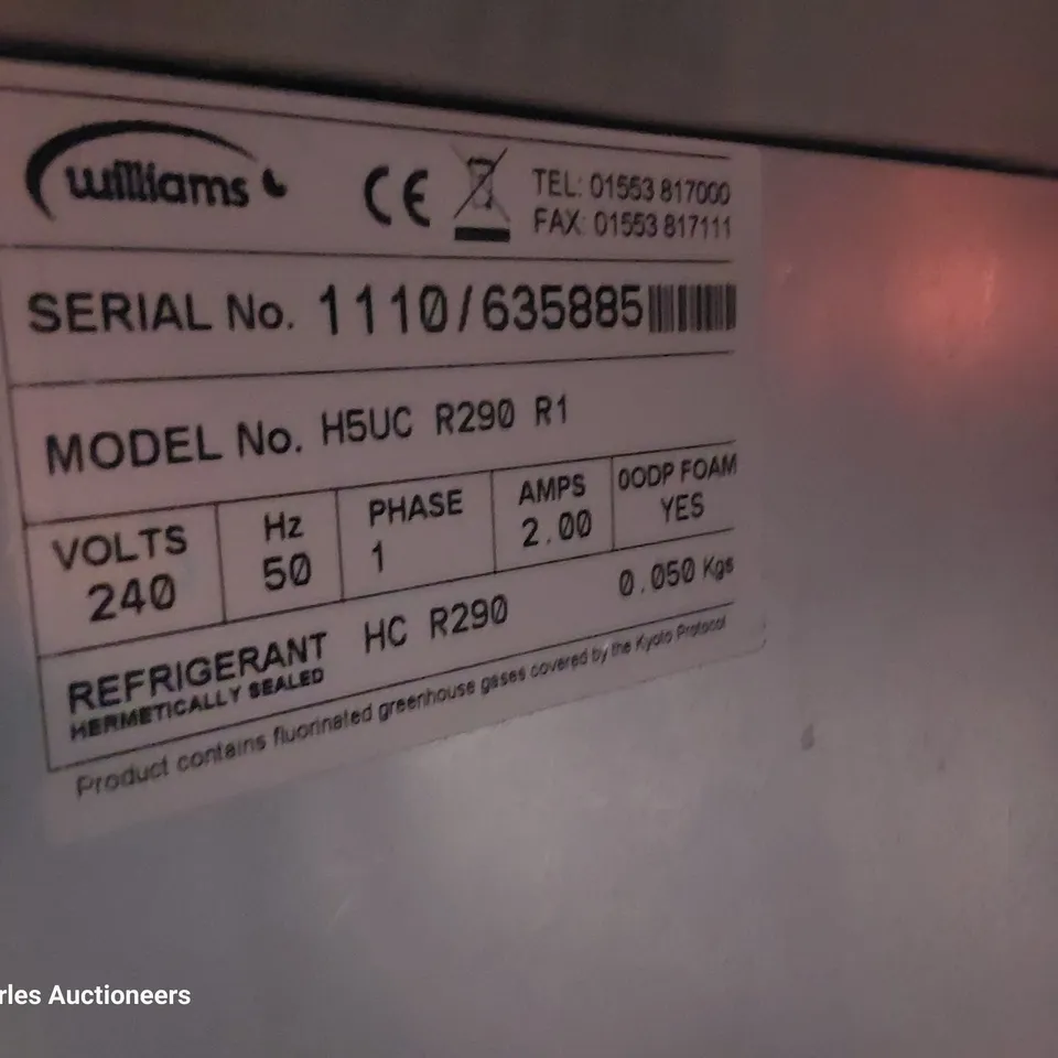 WILLIAMS UNDERCOUNTER FRIDGE H5UC R290 R1