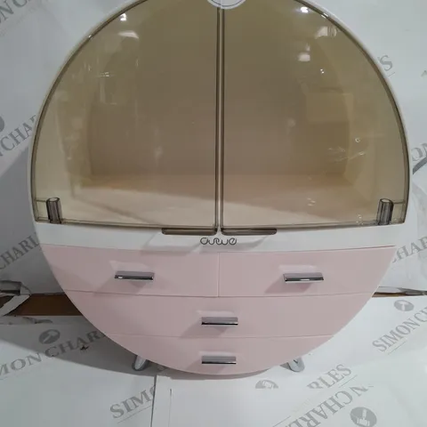 MAKUP STORAGE CABINET IN PINK AND WHITE 