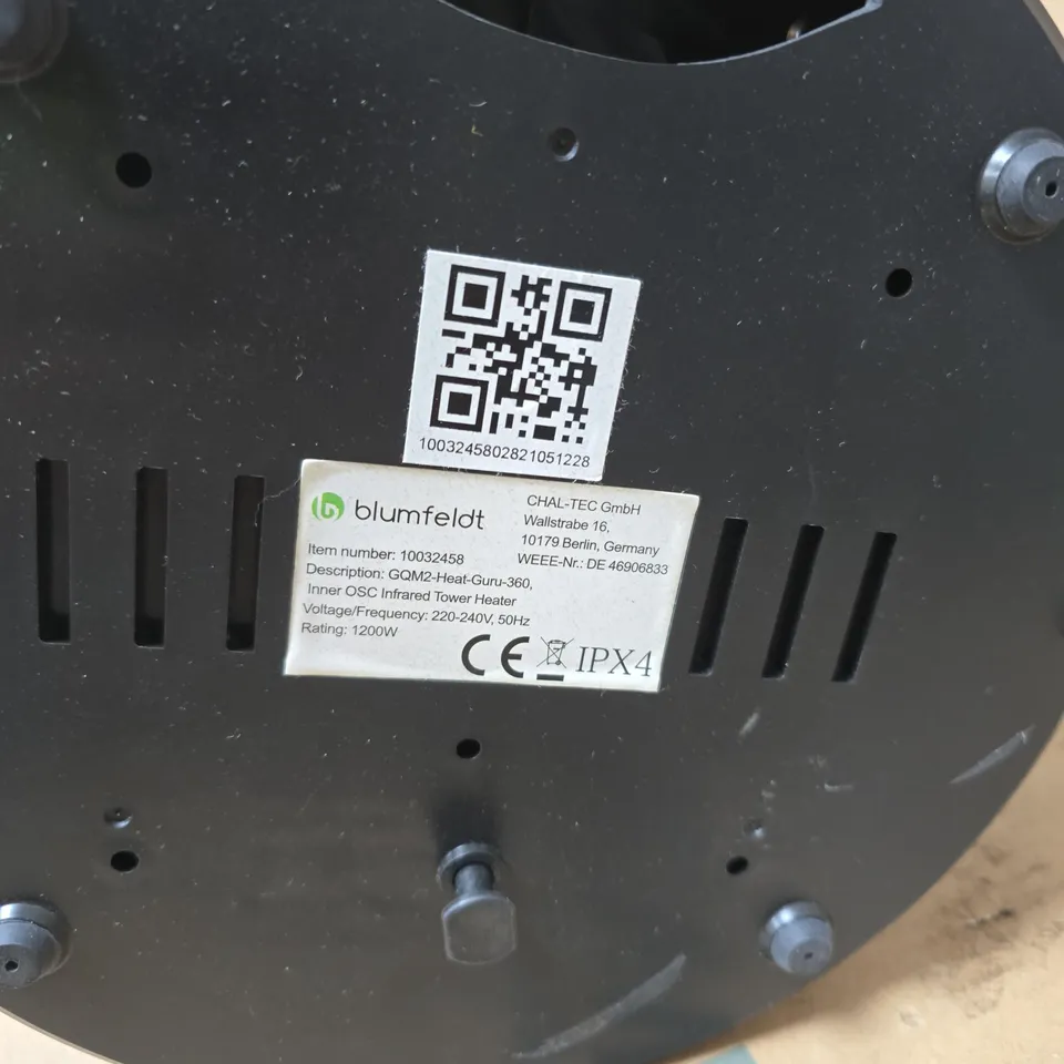 BLUMFELDT GQM2 HEAT-GURU-360 INFRARED TOWER HEATER – 1200W, 220–240V