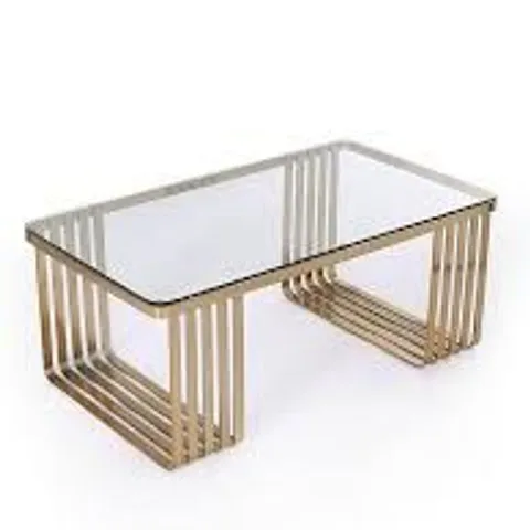 BOXED AXTON COFFEE TABLE IN BRASS (1 BOX) - COLLECTION ONLY 