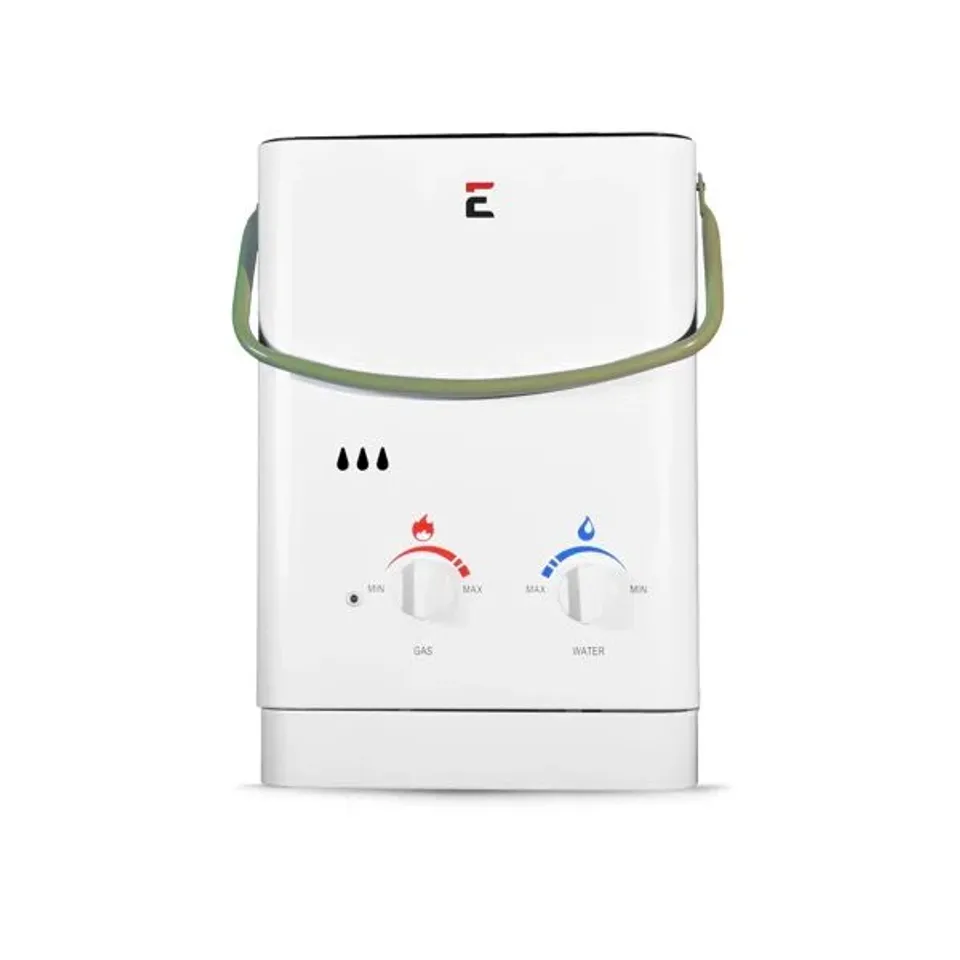 BOXED ECCOTEMP CEL5 5 LPM PORTABLE OUTDOOR INSTANTANEOUS WATER HEATER, 37 MBAR