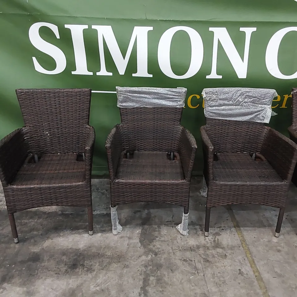 DESIGNER SET OF 6 CHOCOLATE MIX RATTAN CHAIRS