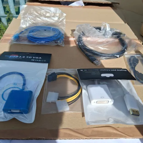 PALLET OF ASSORTED ADAPTERS AND ACCESSORIES TO INCLUDE; USB TO VGA, DISPLAY PORT AND USB TO USB
