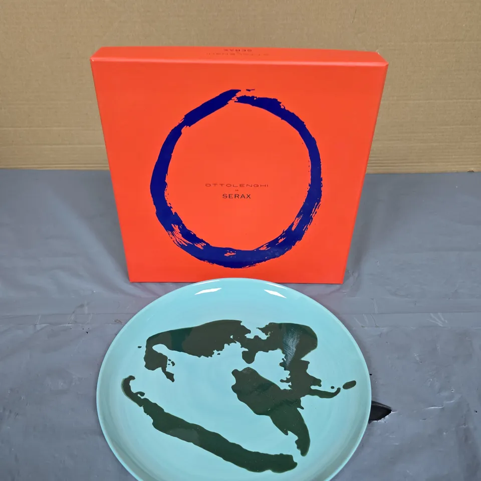 OTTOLENGHI X SERAX TURQUOISE CERAMIC PLATE – ABSTRACT DARK GREEN DESIGN