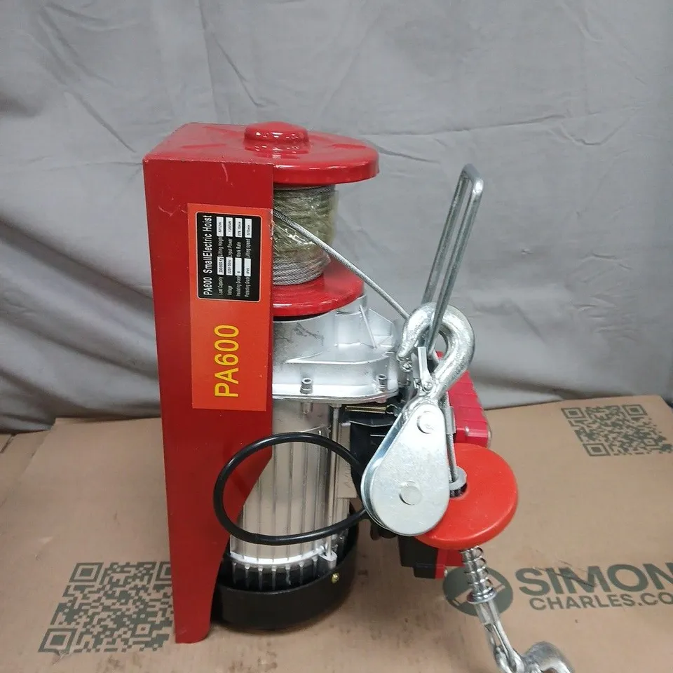 PA600 SMALL ELECTRIC HOIST – RED & BLACK WITH REMOTE
