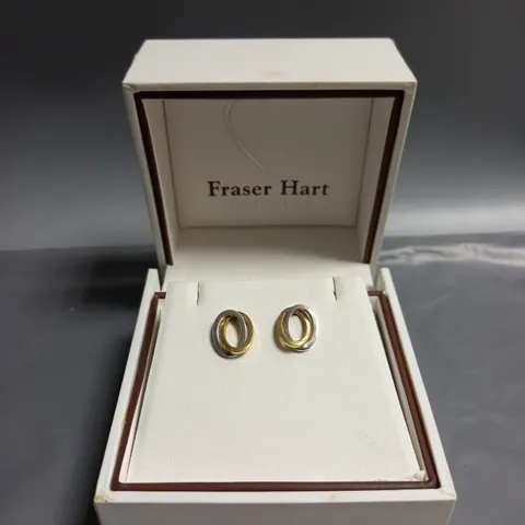 BOXED FRASER HART 9CT TWO COLOURED STUD EARRINGS