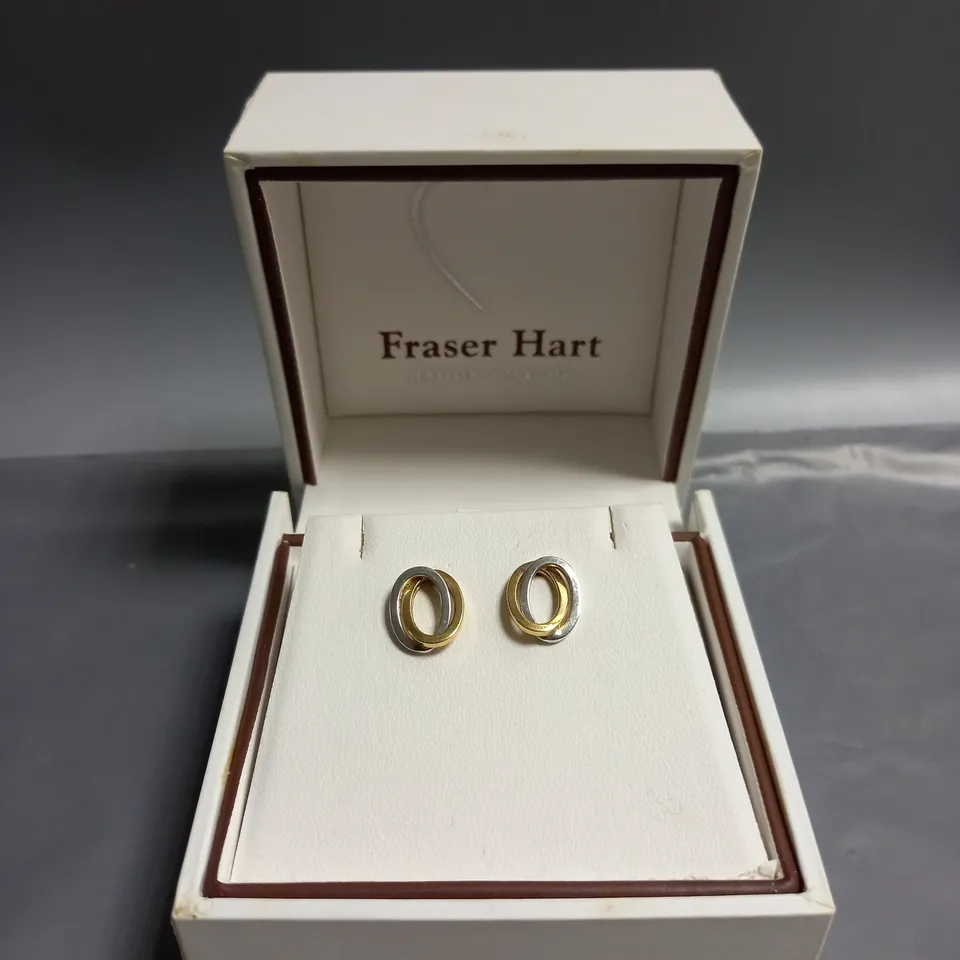 BOXED FRASER HART 9CT TWO COLOURED STUD EARRINGS