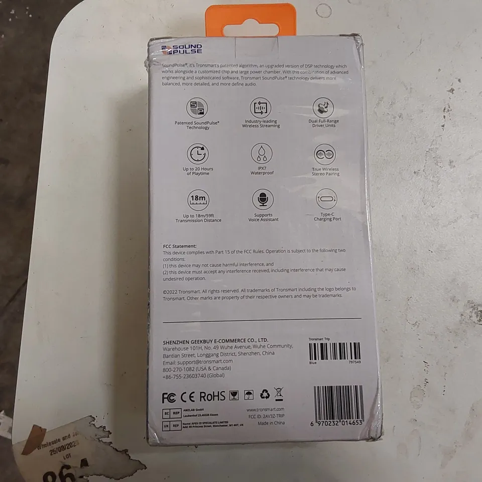 BRAND NEW BOXED TRONSMART TRIP PORTABLE OUTDOOR SPEAKER (1 BOX)