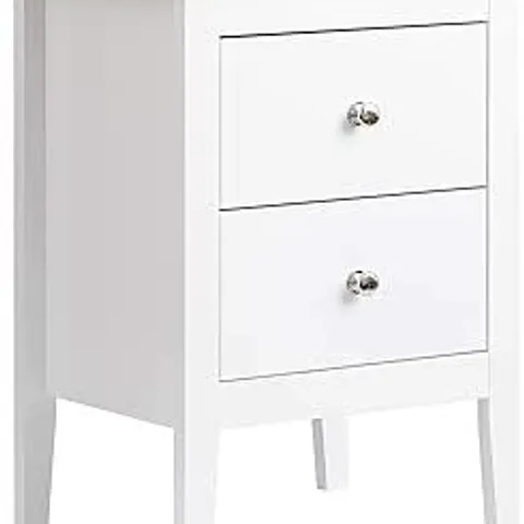 BOXED ASPECT MELIA BEDSIDE TABLE W/ 2 DRAWERS - WHITE (1 BOX)