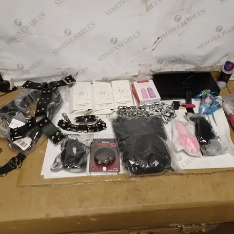 LOT OF APPROXIMATELY TEN ADULT TOYS TO INCLUDE MY VIV TOY CLEANER, VIBRATOR, AND LUST FINGER ETC.