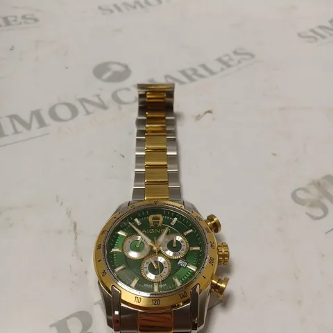 AIGNER UNBOXED GREEN/GOLD/SILVER WATCH