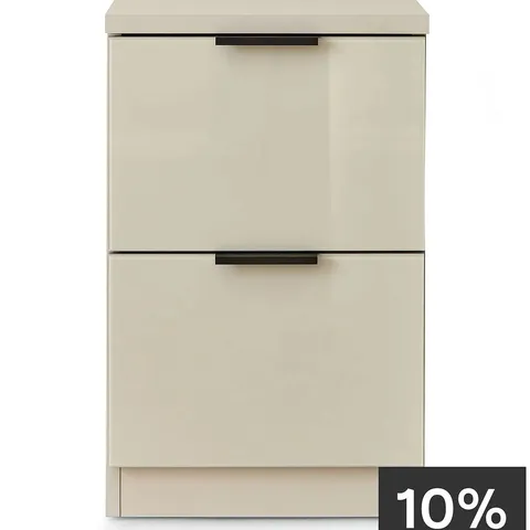 PALMA GLASS 2 DRAWER BEDSIDE CHEST