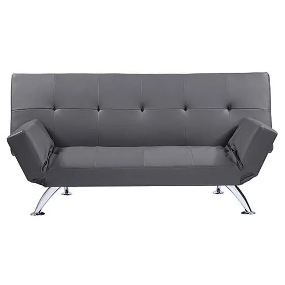 BRAND NEW BOXED VENICE SOFA BED IN GREY FAUX LEATHER (1 BOX)