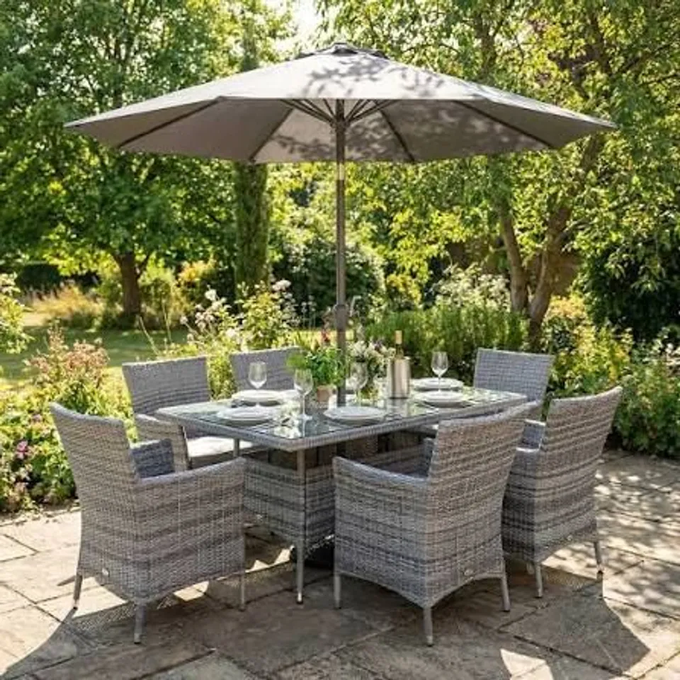 BOXED MONACO 6-SEATER LUXURY RECTANGULAR RATTAN OUTDOOR DINING SET (TABLE ONLY)