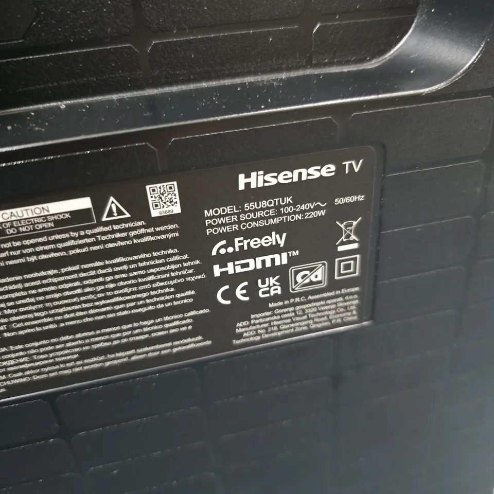 HISENSE 55U8QTUK TV - COLLECTION ONLY