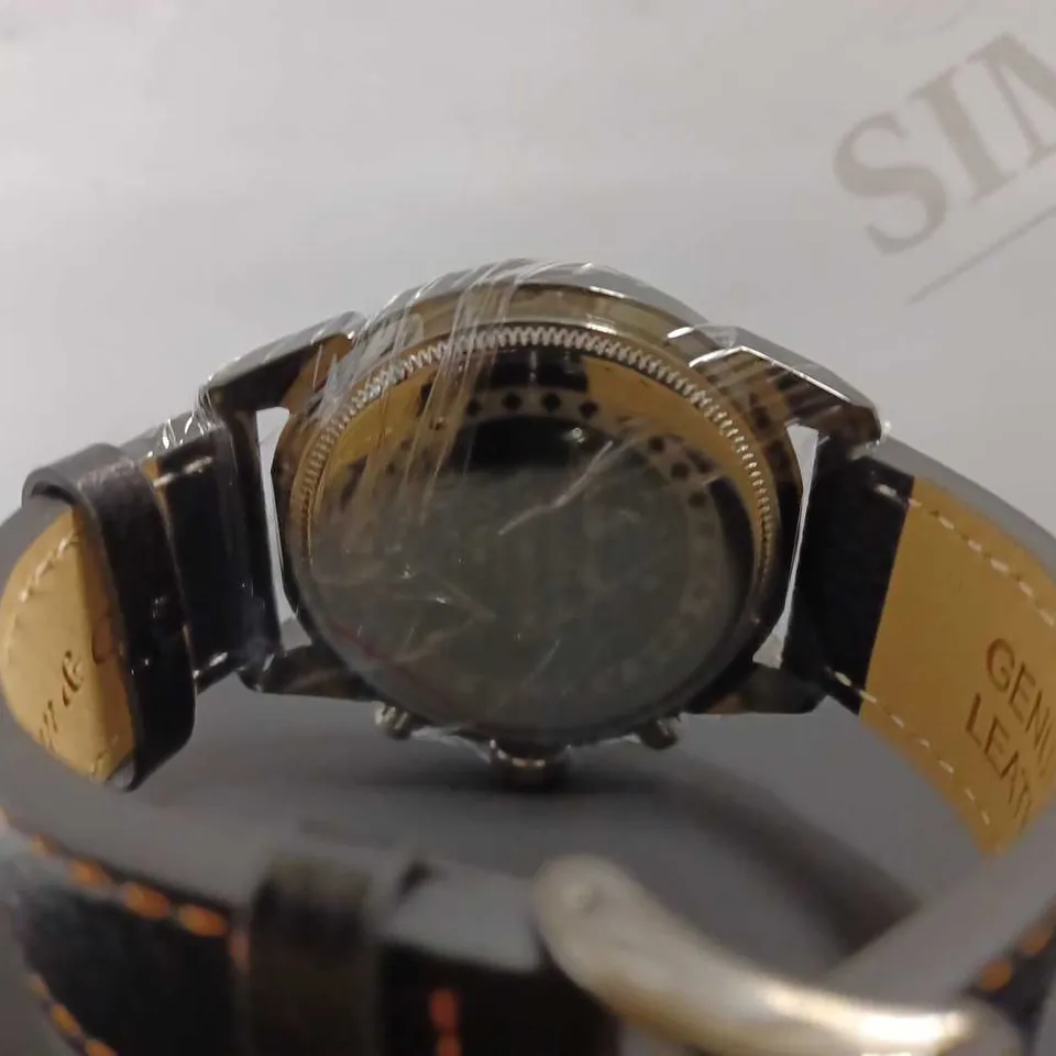 MEN’S ZIHLMANN & CO CHRONOGRAPH WATCH – MODEL ZC60 - BLACK DIAL WITH SUB DIALS – 3ATM WATER RESISTANT – GENUINE LEATHER STRAP 