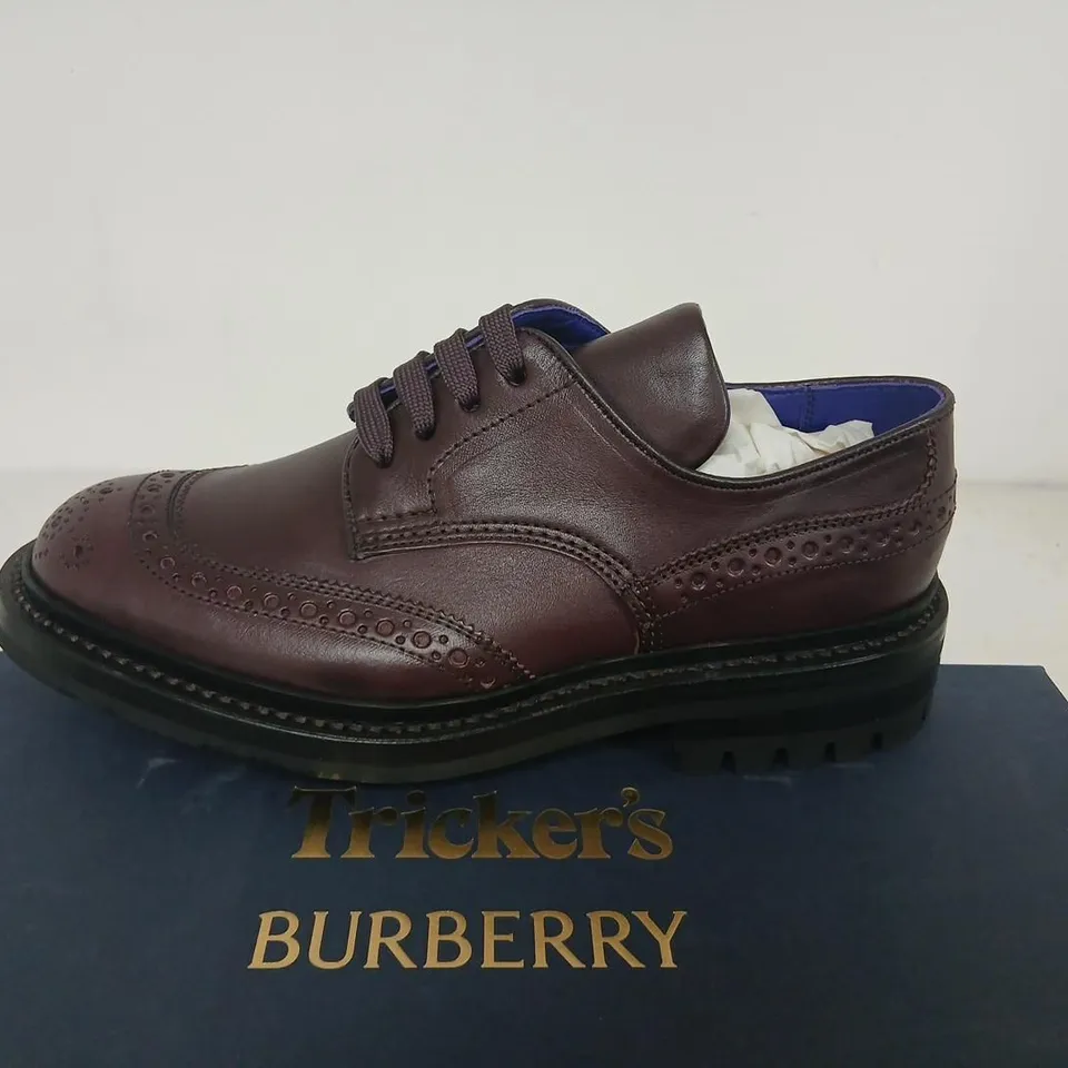 BURBERRY X TRICKER'S DERBY SHOES – AUBERGINE LEATHER, UK 5