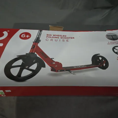 ZINC BIG WHEELED FOLDING CRUISE SCOOTER - RED