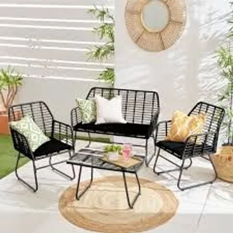 BOXED NEO 4 SEATER BLACK BAMBOO GARDEN LOUNGE SET (1 BOX)