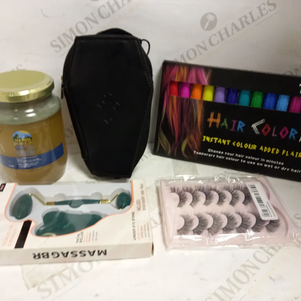 LOT OF APPROXIMATELY 15 ASSORTED HEALTH & BEAUTY ITEMS, TO INCLUDE HAIR COLOURS, SEA MOSS GEL, COFFIN MAKE UP BRUSH SET, ETC