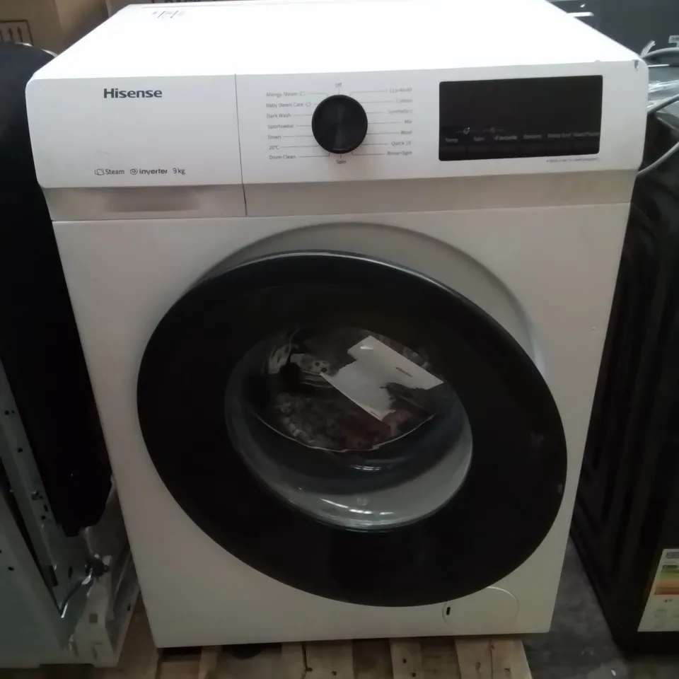 HISENSE 9KG STEAM INVERTER 1400 SPIN WASHING MACHINE IN WHITE 