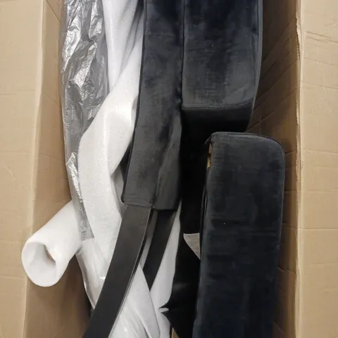 BOXED PAIR OF VELVET SCROLL BACK DINING CHAIRS - COLLECTION ONLY