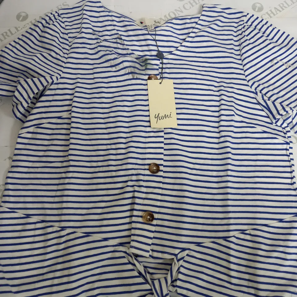 YUMI BLUE & WHITE STRIPE T-SHIRT - 14