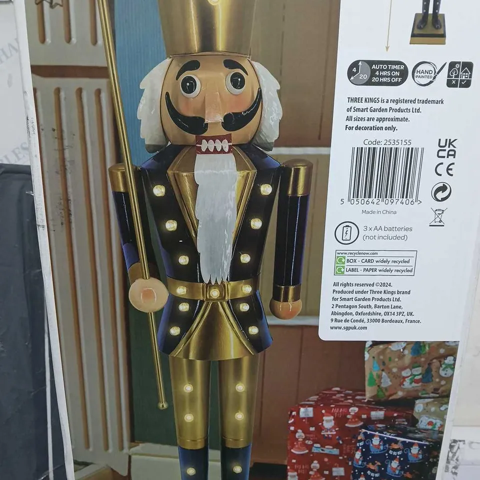 BOXED THREE KINGS IN-LIT GIANT NUTCRACKER NAVY & GOLD - COLLECTION ONLY