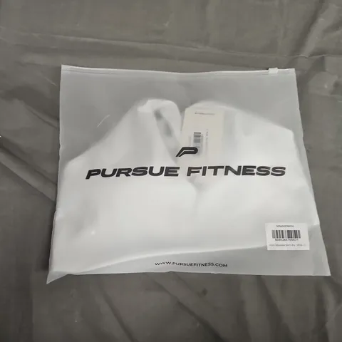 BAGGED PURSUE FITNESS ALLURE ADJUSTABLE SPORTS BRA IN WHITE  SMALL;