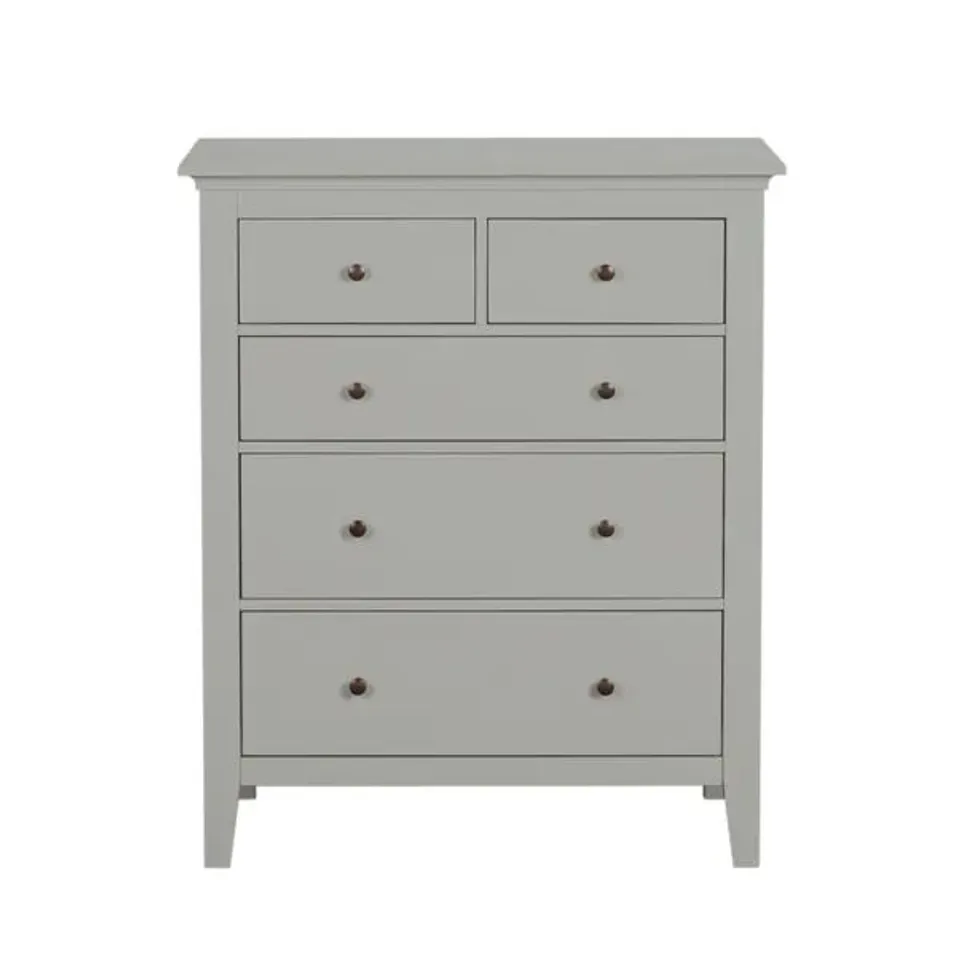 BOXED LYNTON 5 DRAWER CHEST - GREY (1 BOX)