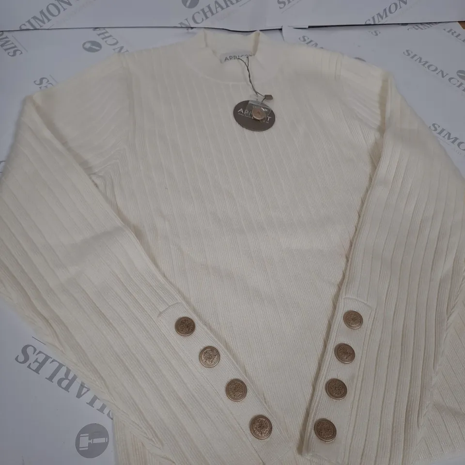 APRICOT RIB CREW NECK GOLD BUTTONS - UK SIZE 10