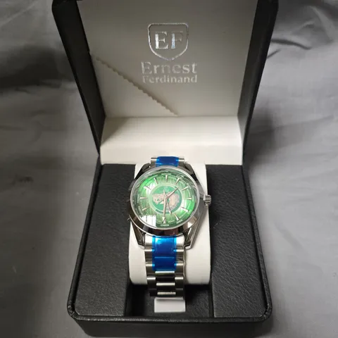 MENS ERNEST FERDINAND WATCH – GLOBAL DIAL – STAINLESS STEEL STRAP