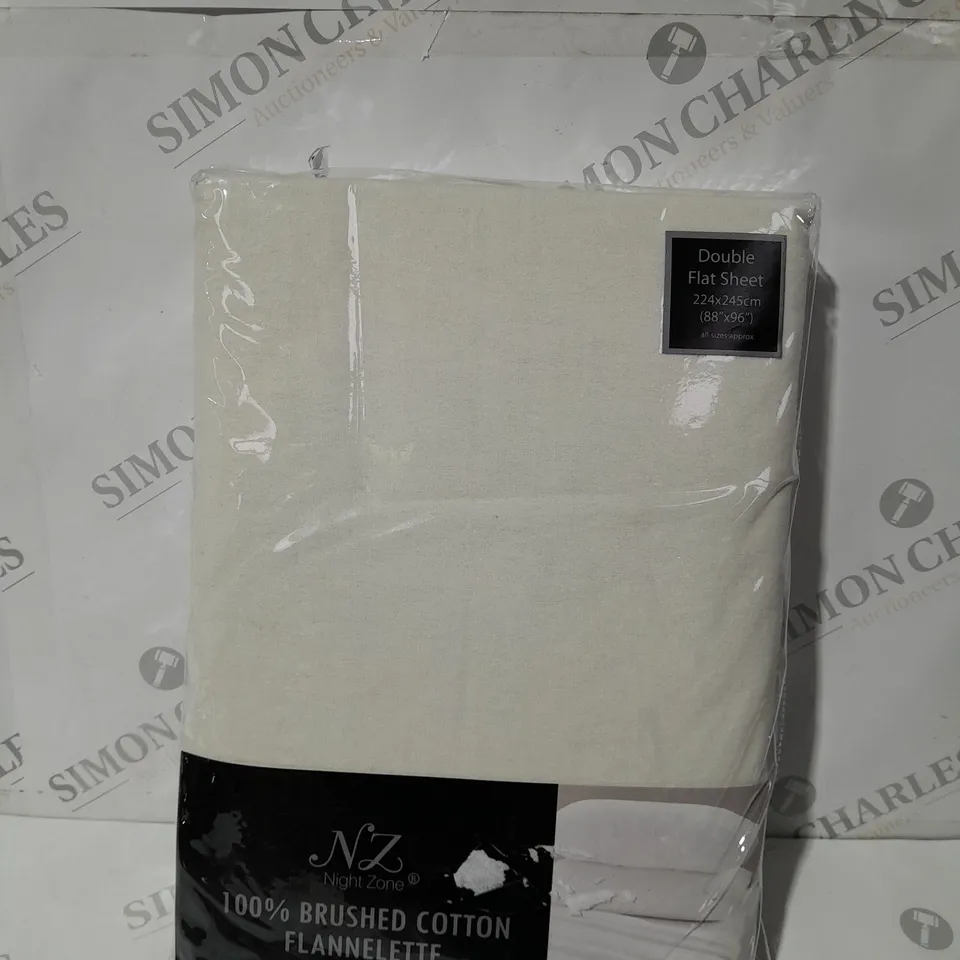 NIGHT ZONE BRUSHED COTTON FLANNELETTE DOUBLE FLAT SHEET - 224X245CM