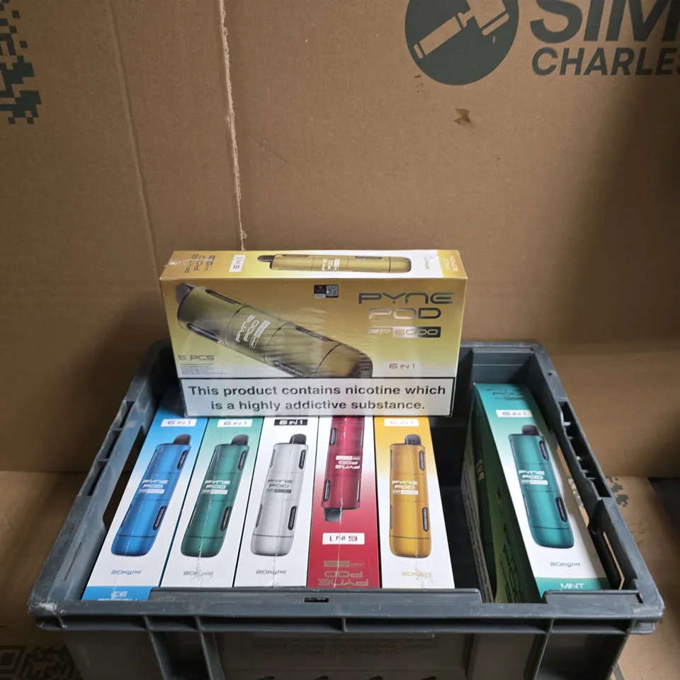 TOTE OF 7 PACKS OF PYNE POD 6 IN 1 ECIGARETTES VARIOUS FLAVOURS