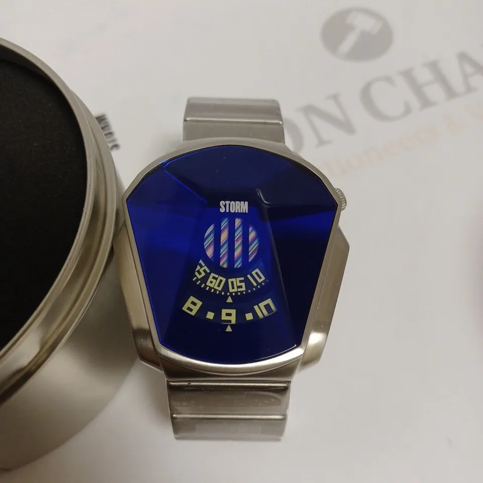 BOXED STORM DARTH LAZER BLUE DIAL WATCH - BLUE & SILVER