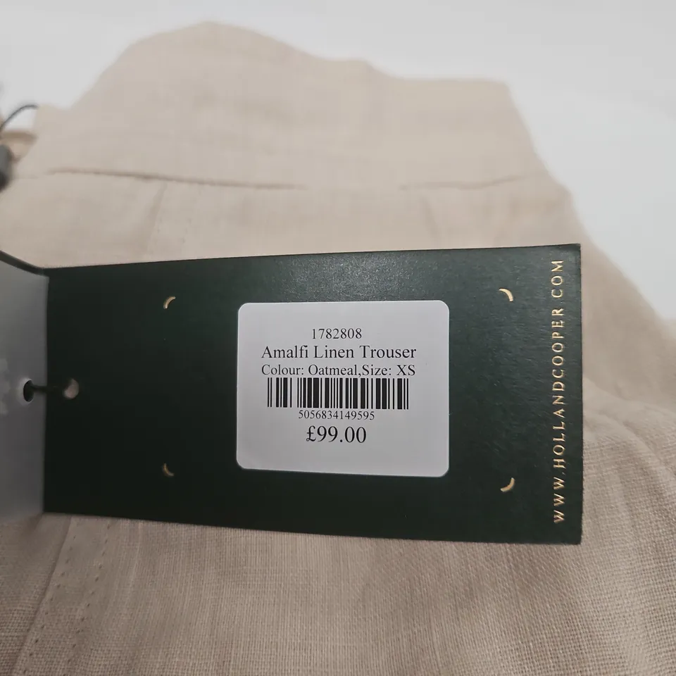 HOLLAND COOPER AMALFI LINEN TROUSER – OATMEAL, UK XS