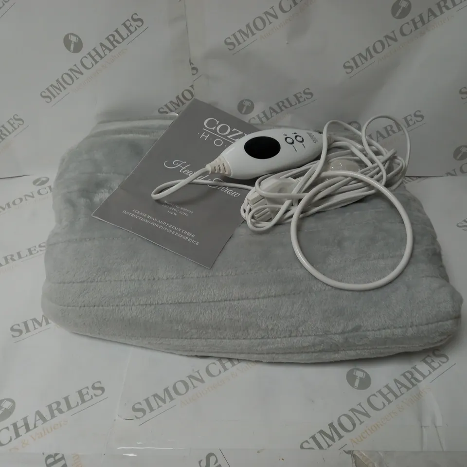 COZEE HOME HEATED BLANKET IN LIGHT GREY