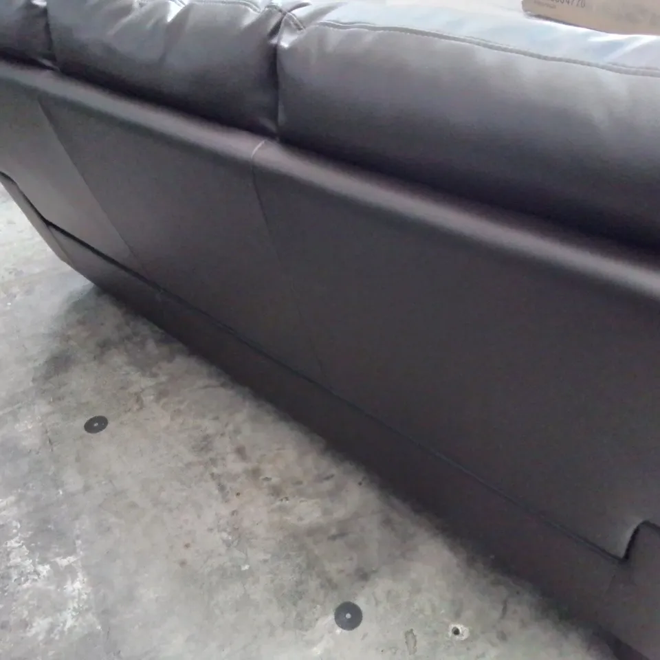 DESIGNER THREE SEATER SOFA BROWN FAUX LEATHER 