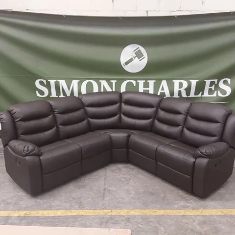 ROTHBURY LUXURY FAUX LEATHER HIGH BACK MANUAL RECLINER CORNER GROUP SOFA