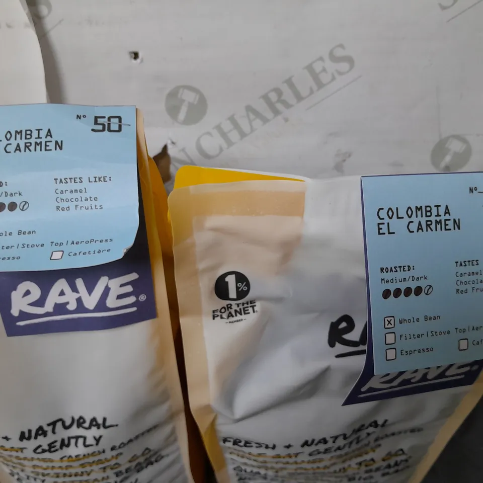 LOT OF 4 ASSORTED 1KG PACKS OF RAVE COFFEE