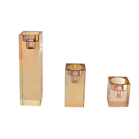LUXENOA 3 PIECE CRYSTAL CANDLE HOLDER SET