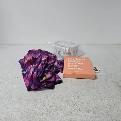BOX OF APPROXIMATELY 22 ASSORTED ITEMS TO INCLUDE FRANK USHER SCARF, CONTURVE, FAN ETC