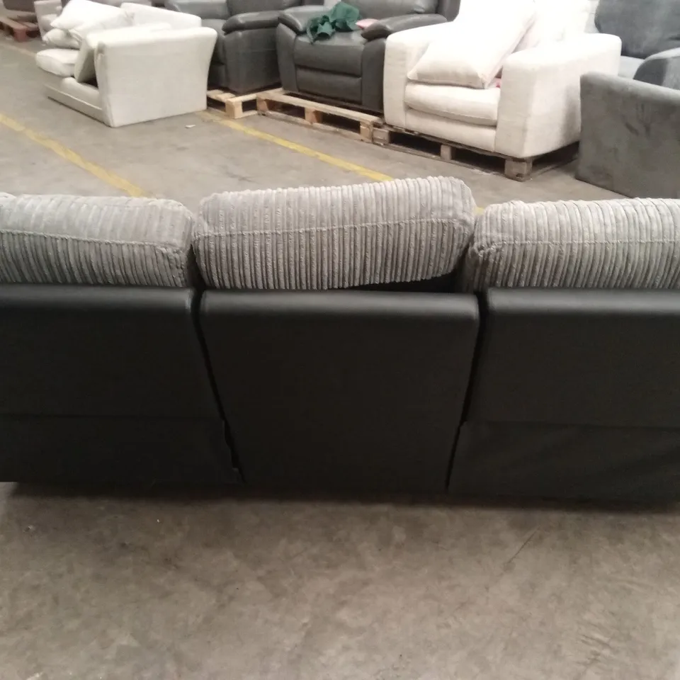 SIENNA FABRIC/FAUX LEATHER HIGH BACK 3 SEATER RECLINER SOFA RRP £849