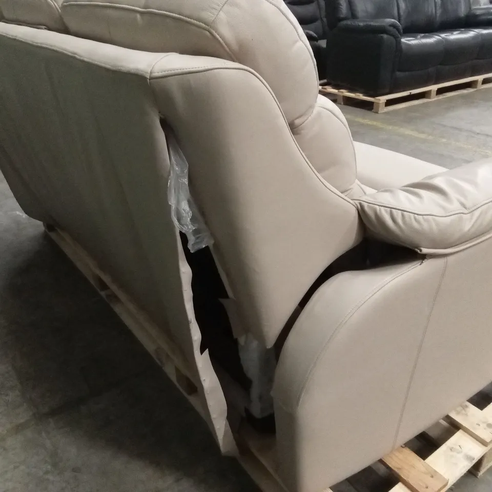 QUALITY DESIGNER 3 SEATER LEATHER SOFA - CREAM