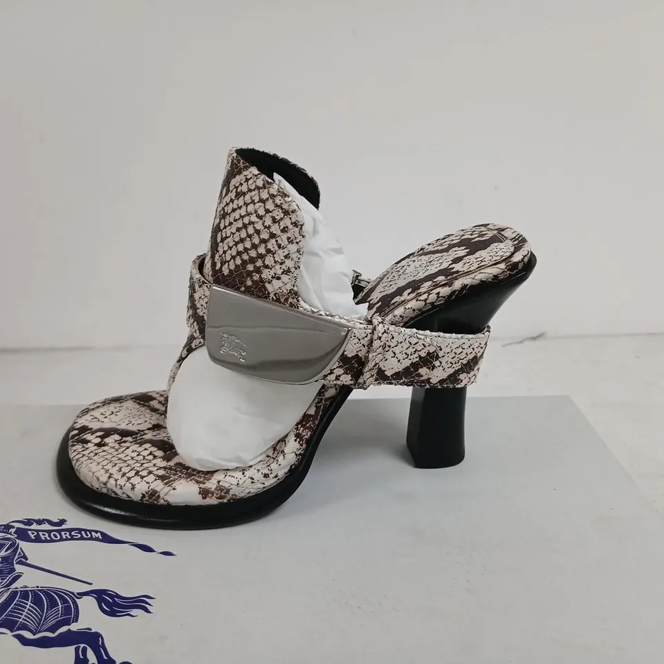 BURBERRY SNAKE-PRINT HEELED SANDALS – SERPENT, UK 3 (EU 36)