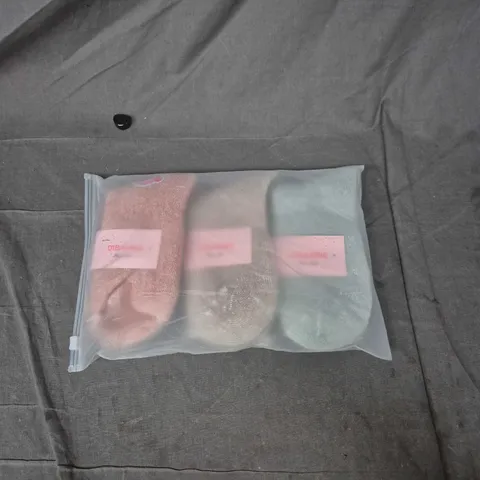 DIBANWA Floor Locks Socks – 3 Pair Pack (Pink, Orange & Blue)