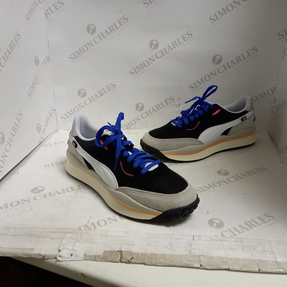 PUMA STYLE RIDER PLAY ON BLACK-HIGH RISE-GRAY VIOLET UK 9.5 